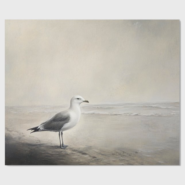 Papier Cadeau Mouette solitaire au bord de l'eau (Plat)