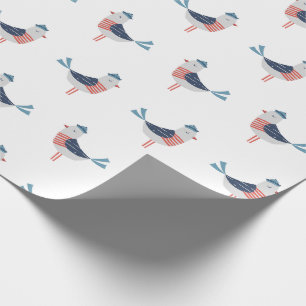 Papier Cadeau Mouettes de mer mignonnes sur blanc