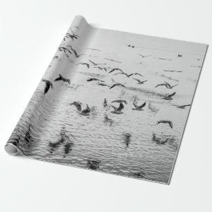 Papier Cadeau Mouettes en mouvement, image d'art noir et blanc