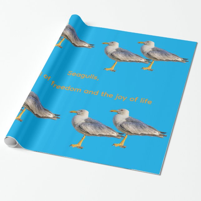 Papier Cadeau Mouettes faune aquatique (Déroulé)