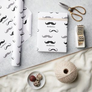 Papier Cadeau Moustache noire et blanche