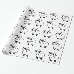 Papier Cadeau Moutons blancs dans la bande dessinée de lunettes