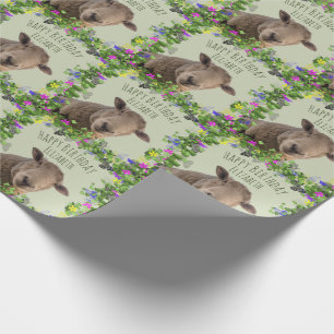 Papier Cadeau Moutons mignons dans le cadre floral personnalisé