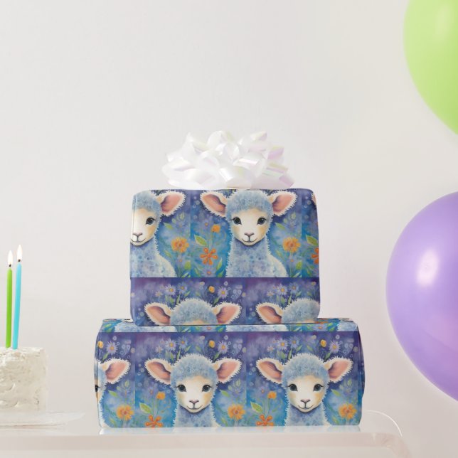 Papier Cadeau Moutons mignons pour enfants au printemps (Cadeaux de fête)