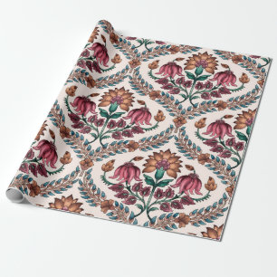 Papier Cadeau Mughalart traditionnel sans joint, motif, floral, 
