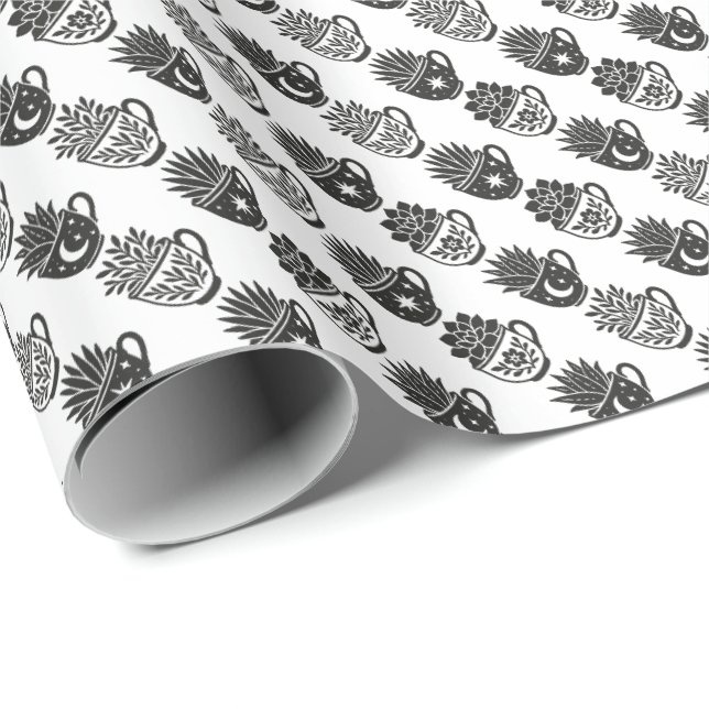 Papier Cadeau Mugs de succulentes (Coin rond)
