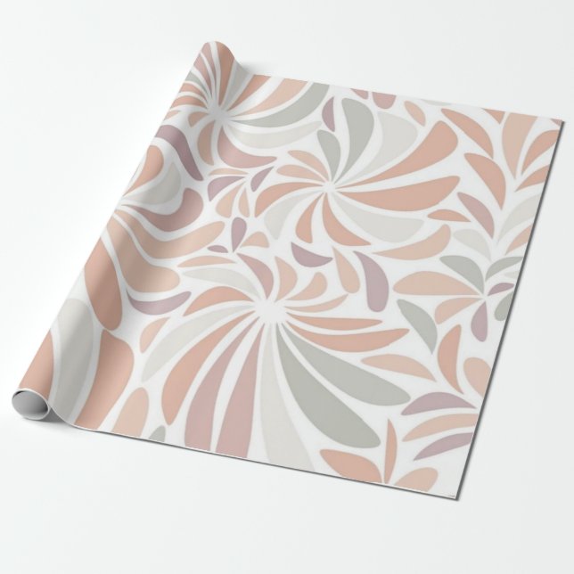 Papier Cadeau Multicolor Pastel Abstrait Floral Botanique (Déroulé)