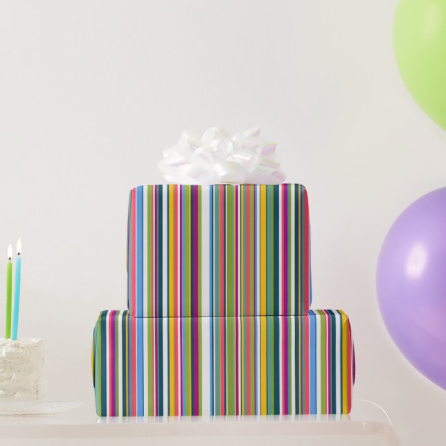 Papier cadeau multicolor rayé Suzy (Cadeaux de fête)