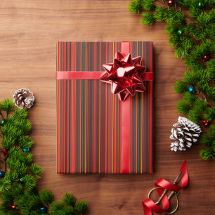 Papier Cadeau Multicolore Chaud - Style Tendance - Motif Rayure