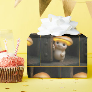 Papier Cadeau Munchkin Champignon regardant autour d'une porte