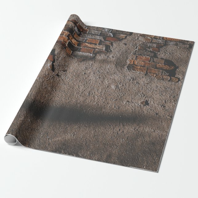 Papier Cadeau Mur avec briques cassées (Déroulé)