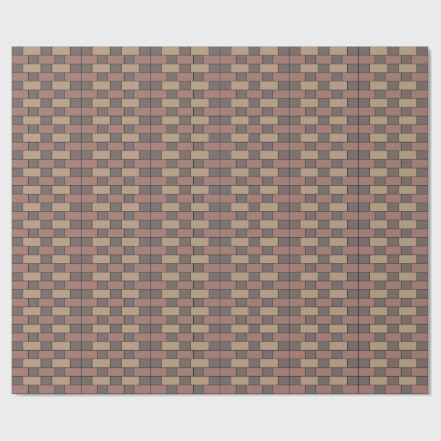 Papier Cadeau Mur de briques gris pêche rose (Plat)