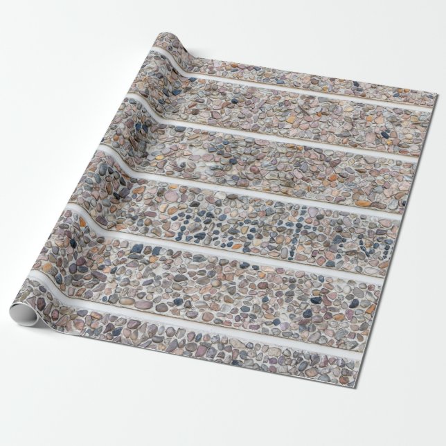 Papier Cadeau Mur de galets en béton (Déroulé)