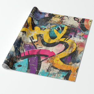 Papier Cadeau Mur de ville stratifié abstrait avec une palette d