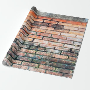 Papier Cadeau Mur en brique rouge avec tachelière, vieilli, arch