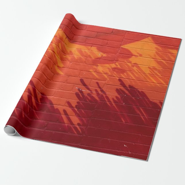 Papier Cadeau Mur en brique rouge et orange (Déroulé)