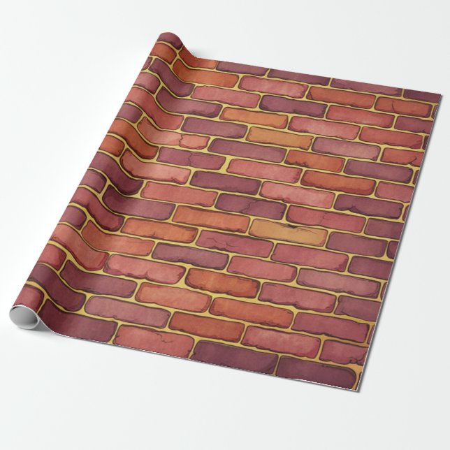 Papier Cadeau Mur en brique rouge orange marron (Déroulé)