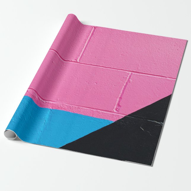 Papier Cadeau Mur peint rose et bleu (Déroulé)