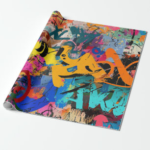 Papier Cadeau Murale de rue avec gouttes superposées et couleur 