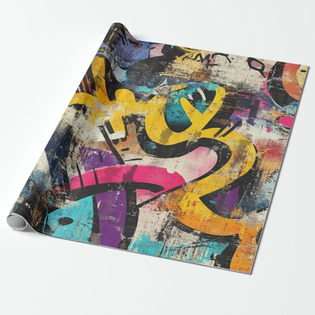 Papier Cadeau Murale de rue avec gouttes superposées et couleur  (Déroulé)
