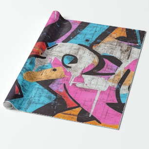 Papier Cadeau Murale urbain dynamique aux couleurs vives de graf