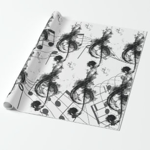 Papier Cadeau Music Note noir et blanc Luxe