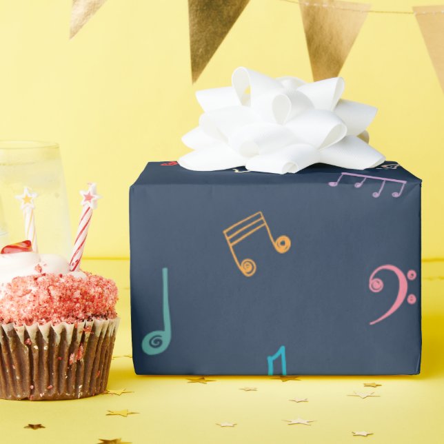 Papier Cadeau Musique bleue (Fête d'anniversaire)