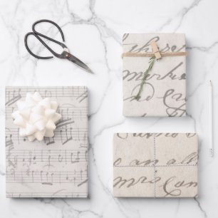 Papier Cadeau Musique de feuille de Noël victorienne antique Scr