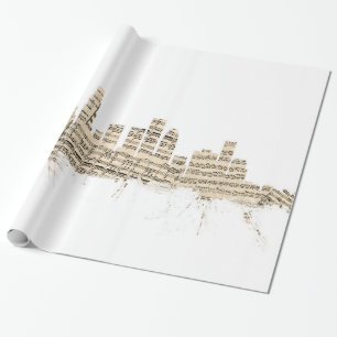 Papier Cadeau Musique de feuille d'horizon de Los Angeles la