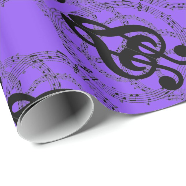 Papier Cadeau Musique d'image miroir violet (Coin rond)