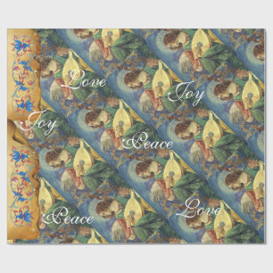 PAPIER CADEAU MUSIQUE FABRIQUANT DES ANGELS NOËL, JOYER L'AMOUR 