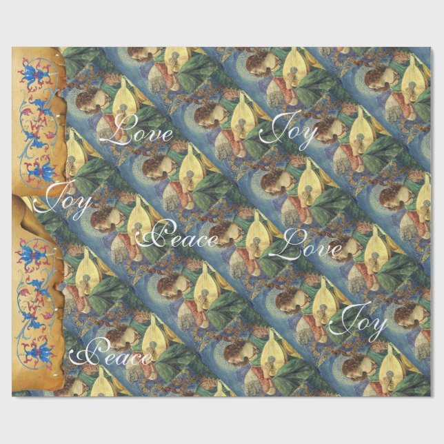 PAPIER CADEAU MUSIQUE FABRIQUANT DES ANGELS NOËL, JOYER L'AMOUR  (Plat)