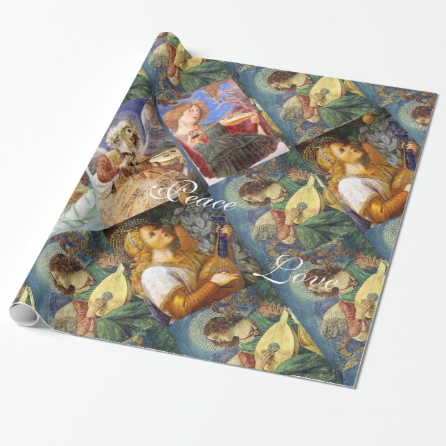 PAPIER CADEAU MUSIQUE FABRIQUANT DES ANGELS NOËL, JOYER L'AMOUR  (Déroulé)