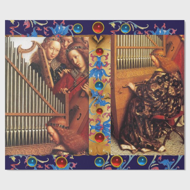 PAPIER CADEAU MUSIQUE FABRIQUANT DES ANGES PARCHEMENT FLORAL DE  (Plat)