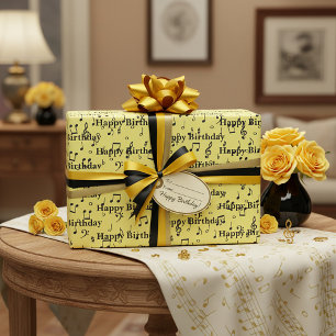 Papier Cadeau Musique noire Joyeux Anniversaire