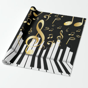 Papier Cadeau Musique Note élégante Clés de piano de luxe