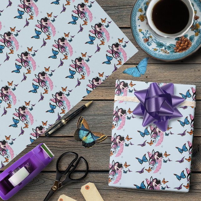 Papier Cadeau Musique Note Papillons Fairy (Créateur téléchargé)