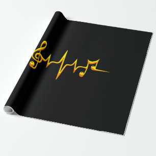 Papier Cadeau Musique Notes d'impulsions Clé Fréquence Wave Soun