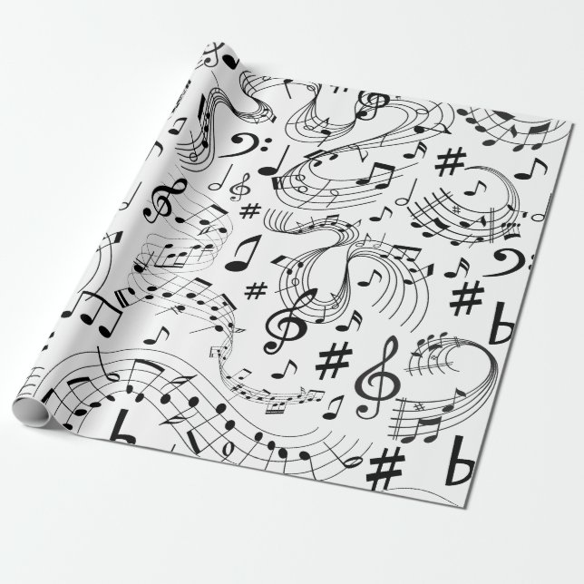 Papier Cadeau Musique, notes musicales (Déroulé)