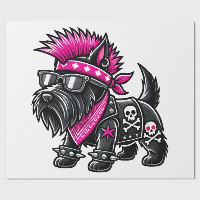 Papier Cadeau Musique punk Terrier Écossais (Plat)