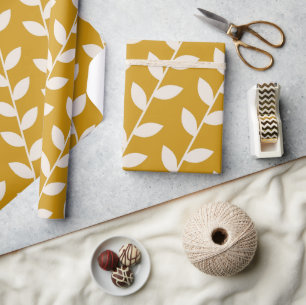 Papier Cadeau Mustard personnalisé les années 70 Motif feuille r