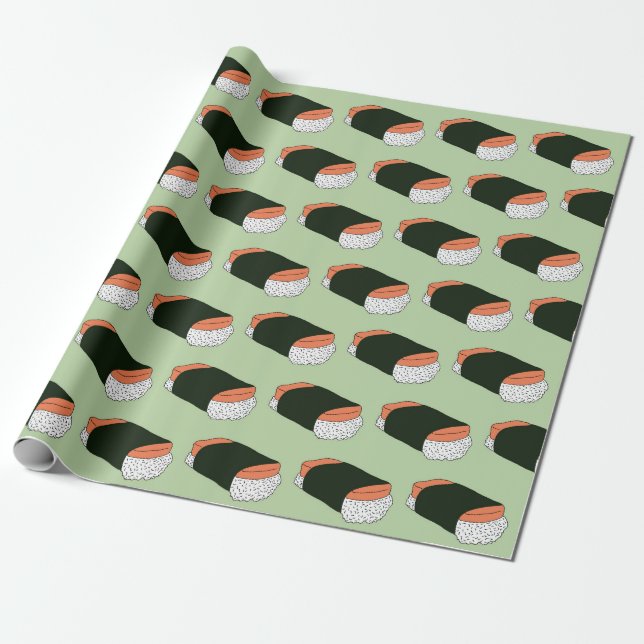 Papier Cadeau Musubi Sushi Hawaiian Motif alimentaire (Déroulé)