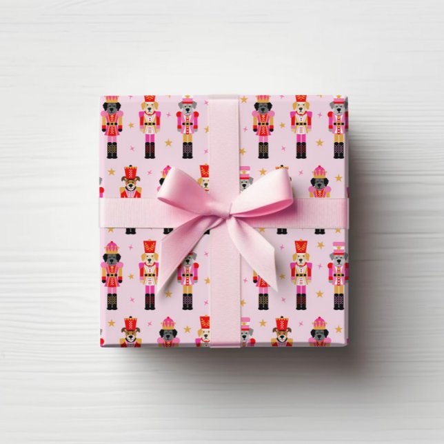 Papier Cadeau Muttcracker Noël - Casse-noix Chien Rose (Pink Muttcracker Christmas Gift Wrap)
