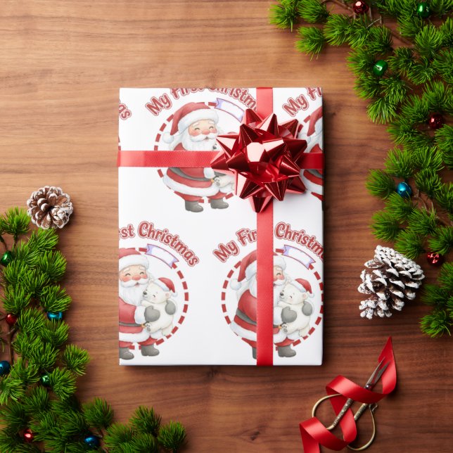 Papier Cadeau My First Christmas Santa Claus Gift Wrapping Paper (Cadeau de vacances)