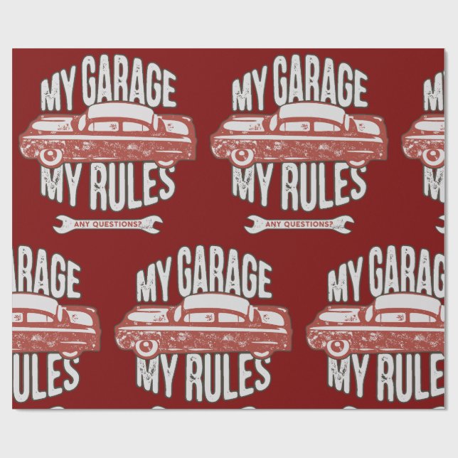 Papier Cadeau My Rules Classic Red Car Retro Mechanic (Plat)