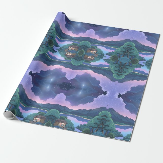 Papier Cadeau Mysterious Night Sky - Papier d'enveloppement (Déroulé)