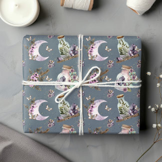 Papier Cadeau Mystique Lavande de Boho Lavande Lune et Bouteille
