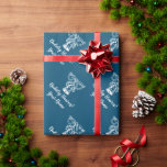 Papier Cadeau Nadolig Llawen ! Welsh Merry Christmas coutume<br><div class="desc">Nadolig Llawen ! Gallois Joyeux Noël papier enveloppant personnalisé. Chic clocher de Noël. Idée d'enveloppement cadeau personnalisé avec nom personnalisé et message Vacances. Couleur arrière - plan bleu personnalisable.</div>