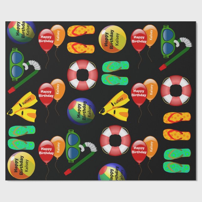 Papier Cadeau Nage personnalisé Anniversaire (Plat)