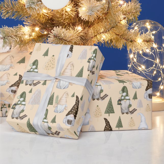 Papier Cadeau Nains de l'hiver Forêt Beige (Vacances)